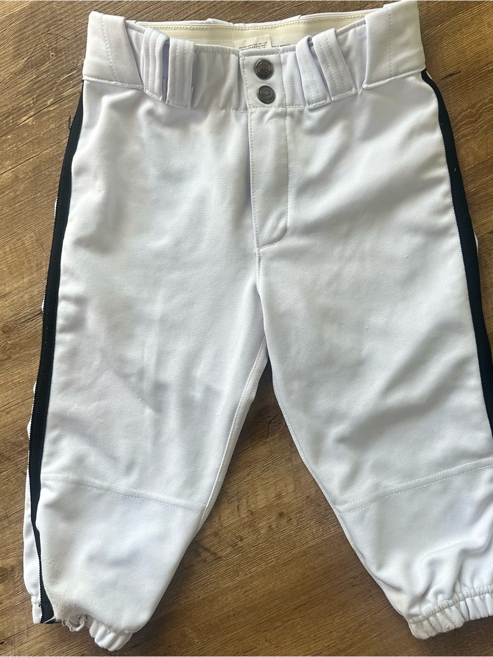 Evoshield White Youth Baseball Knickers with Black Side Stripe
